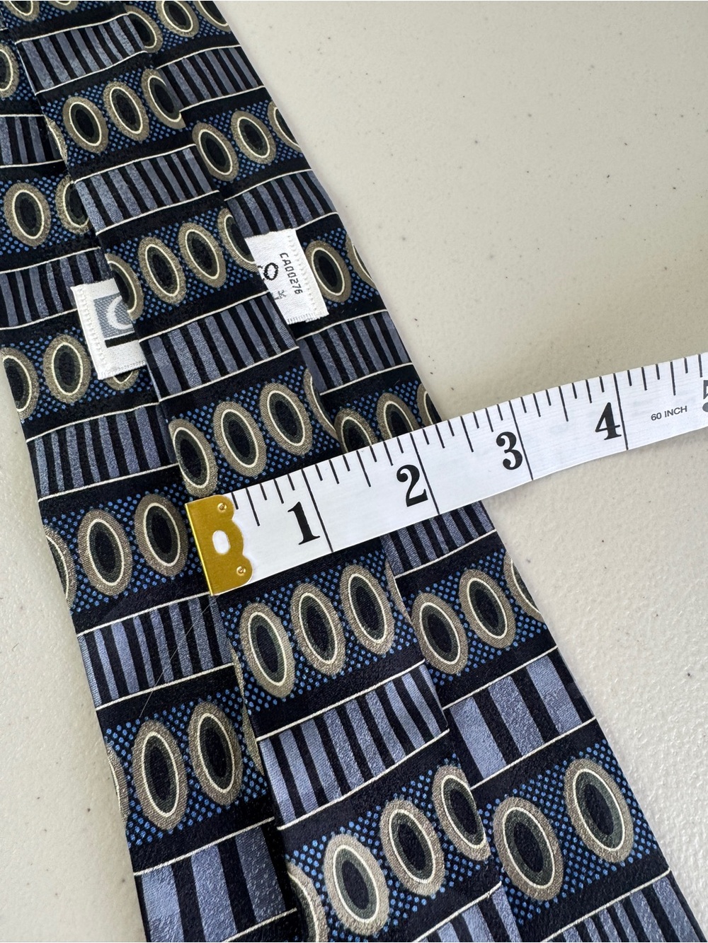Gianfranco Silk Necktie Navy Geometric Stripe Designer Classic Tie Party - Picture 7 of 12